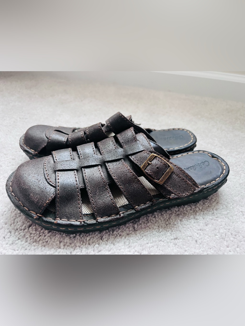 Cabela’s Men's Brown Leather Fisherman Sandal With Buckle 9.5